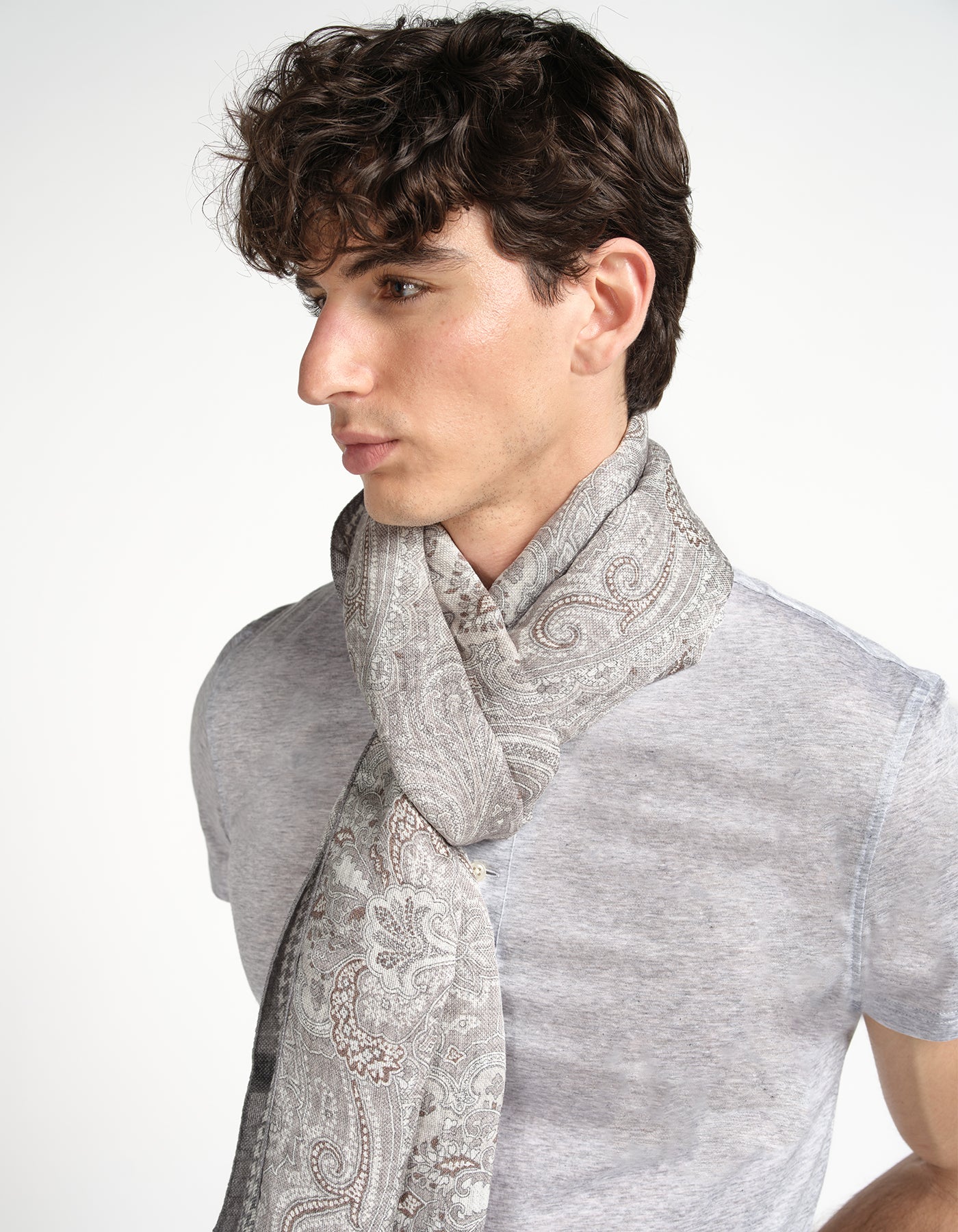 Paisley/Houndstooth Linen Silk Scarf